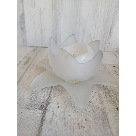 Vintage‎ frosted glass flower candle holder Unique home decor - Picture 4 of 9
